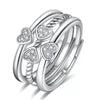 3-in-1 Silver 925 Four Leaf Clover Ring Cubic Zirconia -Adjustable!