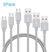 3Pack Android & iPhone Fast Charging Nylon Braided Phone Cables