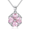 925 Sterling Silver Cubic Zirconia Pink  Heart Necklace