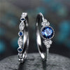 Emerald Green & Blue Sapphire CZ Diamond ring set