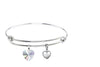 Pink Box Stainless Steel  Bangle made with Heart  Crystals &  Mum Charm
