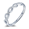 Entwined Infinity Crystals Open Ring Sterling Silver