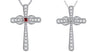 Silver Created Rubin & White Topaz Infinity Cross Necklace