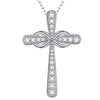 Silver Created Rubin & White Topaz Infinity Cross Necklace