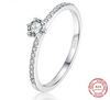 925 Sterling Silver Simple Round Clear CZ Finger Rings