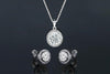Round Halo Pendant and Earrings Set Made with Cubic Zirconia