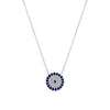 925 STERLING SILVER NECKLACE EYE PENDANT ROUND WITH CUBIC ZIRCONIA