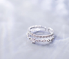 925 Sterling Silver Zircon Double Layer Ring