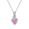 Pink Sapphire Heart Neacklace With Crystals
