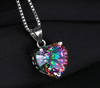 Heart Natural Mystic Topaz Necklace 925 Sterling Silver