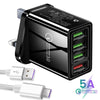 4 Port 48W Quick Charger 3.0 USB + 1m Type C Cable Super Charge