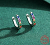 925 Sterling Silver Colorful Zircon Small Hoop Earrings