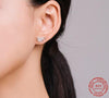 Geometric Line Zirconia 925 Sterling Silver Stud Earrings