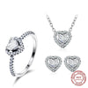 925 Sterling Silver Halo Heart Jewellery Sets