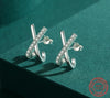 X Shape 925 Sterling Silver Sparkling Stud Earrings