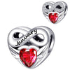 Birthstone Heart Infinity Charm Genuine 925 Sterling Silver
