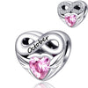 Birthstone Heart Infinity Charm Genuine 925 Sterling Silver