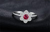 Flower Created Ruby Jewelry Set 925 Sterling Silver