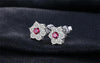 Flower Created Ruby Jewelry Set 925 Sterling Silver