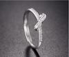 Sterling  Silver  Knot  Crystal Open Ring