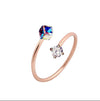 Rose Gold Crystal Cube Open Ring